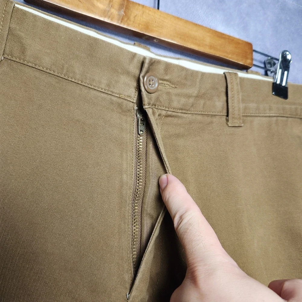 J Crew The Sutton Flannel Lined Khaki Chino Pants Mens 38x32 Brown Plaid Lining
